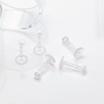 Detail View 1 of 5 Pcs of Bio-Flexible Push-Fit Top Retainer Labret Flat Back Stud Package